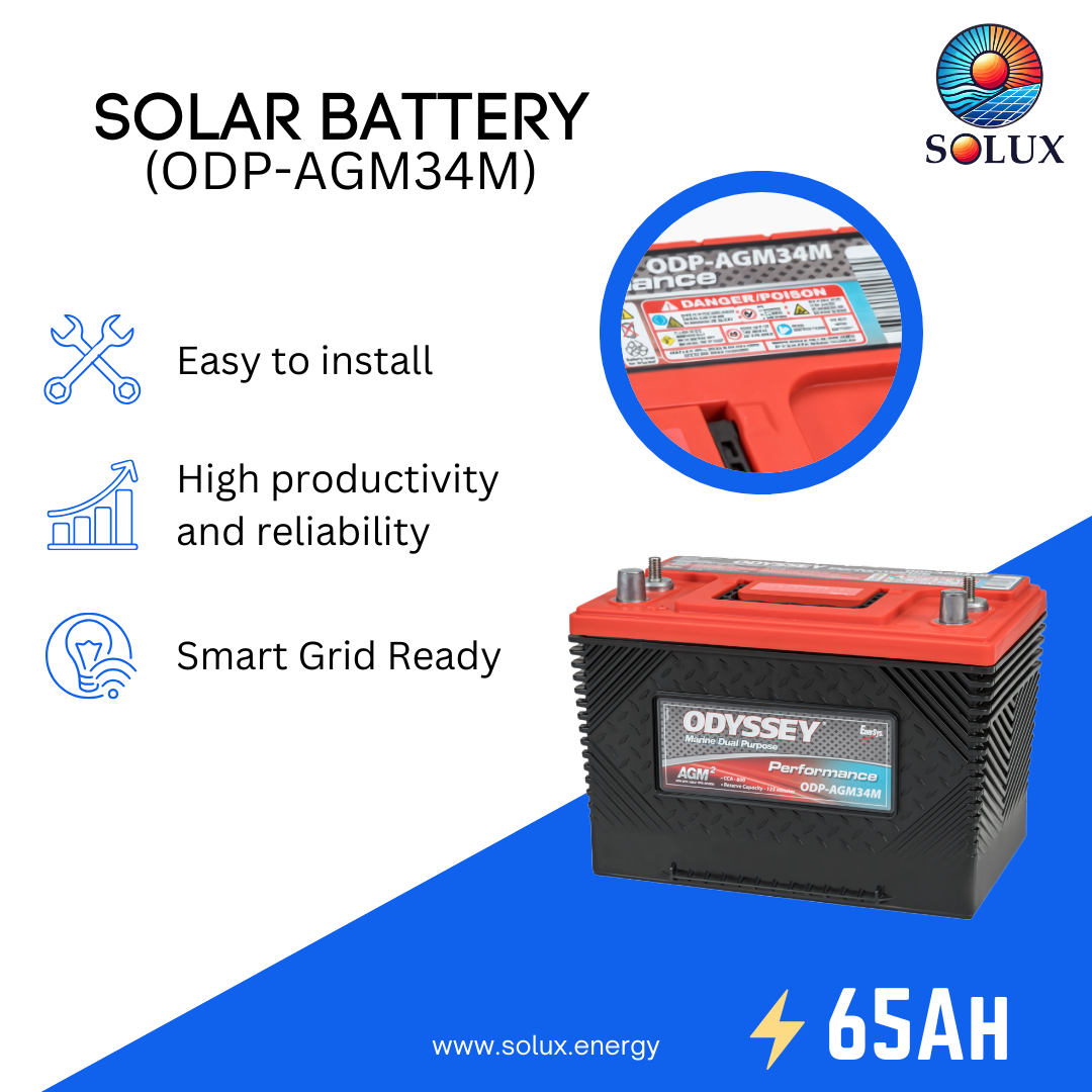 This is an image of Odyssey Battery ODP-AGM34M 12VDC 65Ah Performance Series AGM Battery